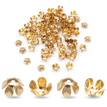 Шапочки для Бусин Железные, Цветок, Цвет: Розовое Золото, Размер: 8х4мм, Отверстие 1мм, (УТ100011176)