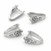 Держатели для Кулонов, Латунь, со Стразами Платина, 13.5x6.5мм, (УТ100011208)