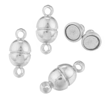 Застібка Магнітна, Латунь, Кругла з Кільцями, Колір: Платина, Розмір: 11x5мм, Отвір 1мм, (УТ100011237)