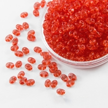 Бисер Preciosa Twin В9002, Прозрачный, Размер: 2,5х5мм, Цвет: Красный (УТ0027127)