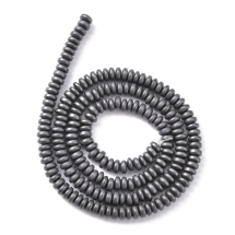 Бусины Синтетический Гематит, Немагнитный, на нитях, Морозный Стиль, Рондель, Цвет: Черный, Размер: 4х2мм, Отв. 1мм, около 170шт/36см/нить, (УТ100011290)