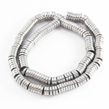 Бусины Синтетический Гематит, Немагнитный, на нитях, Круглые Плоские, Цвет: Серебро, Диаметр: 8мм, Толщина 2мм, Отв. 1мм, около 190шт/38см/нить, (УТ100011296)