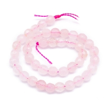 Бусины Натуральный Розовый Кварц, На нитях, Круглые, Граненые, Размер: 4мм, Отверстие 1мм, около 43шт/17см/нить, (УТ100011332)