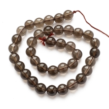 Намистини Натуральний Димчастий Кварц, На нитках, Круглі, 6мм, Отвір 1мм, близько 30шт/18см/нитка, (УТ100011351)