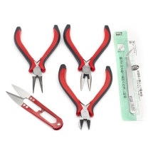 Набір Ювелірних Інструментів для Рукоділля та Біжутерії, Круглогубці, Плоскогубці, Бокорізи, Ножиці, Пінцет, Червоний, 105~130x11~65мм, 5шт/набір