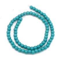 Бусины Синтетическая Бирюза Круглые, Окрашенные, Темный Циан, 6мм, Отверстие 1мм, около 67шт/40см/нить, (УТ100011467)