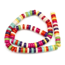 Бусины Хейши Синтетическая Бирюза, Круглые Плоские, Окрашенные, Микс, 8х4мм, Отверстие 1мм, около 110шт/40см/нить, (УТ100011480)