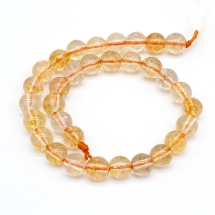 Бусины Натуральный Горный Хрусталь, на нитях, Круглые, Цвет: Золотой, Размер: 6мм, Отв. 1мм, около 28шт/18см/нить, (УТ100011502)