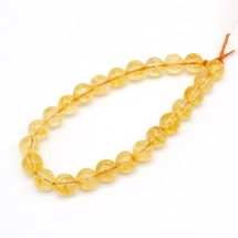 Намистини Натуральний Гірський Кришталь, На нитках, Круглі, Колір: Золотий, Розмір: 8 мм, Отвір 1мм, близько 22шт / 18см / нитка, (УТ100011503)