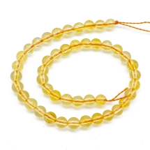 Намистини Натуральний Гірський Кришталь, На нитках, Круглі, Колір: Золотий, Розмір: 4 мм, Отвір 1мм, близько 42шт / 18см / нитка, (УТ100011504)