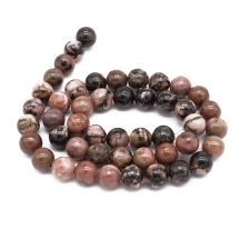 Бусины Натуральный Родонит, на нитях, Круглые, Цвет: Розовый, Размер: 8мм, Отверстие 1мм, около 42шт/36см/нить, (УТ100011788)