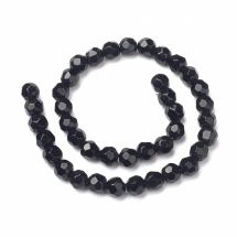 Бусины Стеклянные Граненые, Круглые непрозрачные, Черный, 8мм, Отверстие 1мм, около 38шт/29см/нить, (БА000001271)