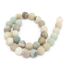 Бусины Натуральный Амазонит, На нитях, Морозный Стиль, Круглые, Цвет: Микс, Размер: Диаметр: 12мм, Отверстие 1мм, около 32шт/38см/нить, (УТ100011695)
