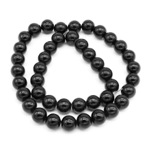 Намистини Натуральний Чорний Обсидіан Круглі, 8мм, Отвір 1мм, близько 45шт/36см/нитка, (УТ100011718)