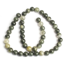 Бусины Натуральный Зеленый Рутиловый Кварц Круглые, 8мм, Отверстие 1мм, около 48шт/39см/нить, (УТ100011739)