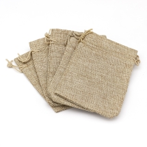Подарочный Мешочек из Текстиля Имитация Рогожки с Кулиской, Бежевый, 13.5x9.5см, (УТ100011455)