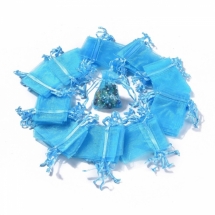 Подарунковий Мішечок з органзи, Прозорий, Колір: Блакитний, Розмір: 7x5см, (УТ100011799)