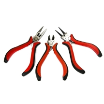Набір Залізних Інструментів в Блістері для Рукоділля, Круглогубці, Плоскогубці, Бокорізи, Червоні, 114~131 мм, (УТ100011526)