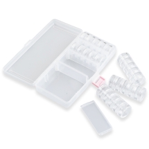 Контейнер с Баночками 5мл для Бисера и Бусин, Пластик, Бесцветные, 19x8.5х3.5см, 25 баночек/набор (УТ100011820)