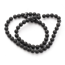 Бусины Натуральный Черный Агат Круглые Класс А, 6мм, Отверстие 1мм, около 60шт/37см/нить, (УТ100011849)