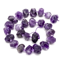 Бусины Натуральный Аметист, На нитях, Самородок, 15~25x13~17мм, Отверстие 2.5мм, около 26шт/40см/нить, (УТ100011922)