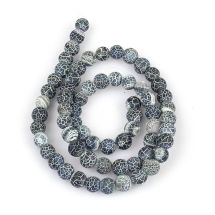 Бусины Натуральный Выветренный Агат, Круглые, Окрашенные, Цвет: Серо-синий, Размер: 6мм, Отв. 1мм, около 62шт/36см/нить, (УТ100011845)