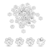 Шапочки для Бусин 6 Лепестков Цветок, Сплав, Тибетский Стиль, Серебро, 6х2мм, Отверстие 1мм, (УТ100011113)