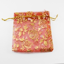 Подарунковий Мішечок з органзи, з Малюнком, Прозорий, Колір: Червоний, Розмір: 12x10см, (УТ100012544)