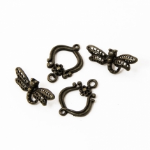 Застежка Тогл, Латунь, Стрекоза, Цвет: Бронза, Размер: Тогл 23.5х10х2.5мм, Палочка: 22х15мм, Отв-тие 1.8мм, (УТ100012588)