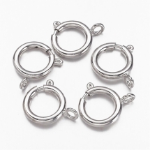 Застібка Кільце Пружинне, Латунь, Кільце, Колір: Срібло, Розмір: 15.5мм, Отвір 2.5мм, (УТ100012363)