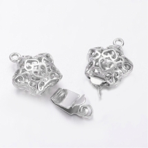 Застібка Коробочка Зірка, Латунь, Платина, 18x12x6мм, Отвір 2мм, (УТ100012368)