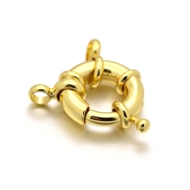 Застежка Кольцо Пружинное, Латунь, Кольцо, Стойкое Покрытие Золото 18К, Размер: 17х6мм, Отверстие 3мм, (УТ100012266)