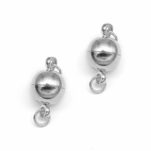 Застібка Магнітна, Латунь, Кругла з Колечками, Платина, 16x10мм, отвір 2мм, (УТ100012236)