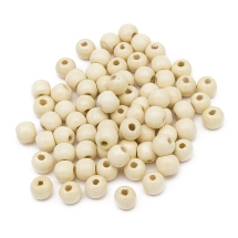 Бусины Дерево Окрашенные, Круглые, Цвет: Бежевый, Размер: 10мм, Отв-тие: 3мм, ок. 140шт/50г, (УТ100012577)