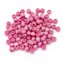 Бусины Деревянные Окрашенные, Круглые, Цвет: Розовый, Размер: 10мм, Отв-тие: 3мм, около 140шт/50г, (УТ100012580)