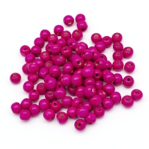Бусины Дерево Окрашенные, Круглые, Цвет: Фуксия, Размер: 10мм, Отв-тие: 3мм, около 140шт/50г, (УТ100012582)