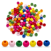 Бусины Деревянные Окрашенные Круглые, Микс, 10мм, Отверстие 3мм, около 135шт/50г, (УТ100012704)
