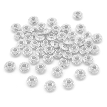 Бусины-Разделители Бижутерный Сплав, Рондель Двухконусный, Тибетский Стиль, Серебро, 6.5х4мм, Отверстие 2мм, (УТ100012758)