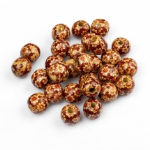 Намистини Дерев'яні Друковані, Круглі, Колір: Темно-коричневий, Діаметр 16мм, Отвір 5мм, близько 40шт/50г, (УТ100012822)