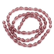 Бусины Стекло Капля, Прозрачные, Граненые, Цвет: Фиолетовый, Размер: 6х4мм, Отв-тие: 1мм, около 72шт/43см/нить, (УТ100012858)