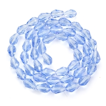 Бусины Стекло Капля, Прозрачные, Граненые, Цвет: Королевскй Синий, Размер: 15х10мм, Отв-тие: 2мм, около 45шт/66см/нить, (УТ100012869)