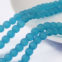 Намистини Скляні Матові, Круглі, Колір: Бірюзовий, Діаметр: 10мм, Отвір 1.3 ~ 1.6мм, близько 80шт / 80см / нитка, (УТ100012920)