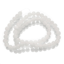 Бусины Натуральный Белый Нефрит, на нитях, Матовые, Круглые, Цвет: Белый, Диаметр: 6мм, Отв. до 1мм, около 57шт/34см/нить, (УТ100013872)
