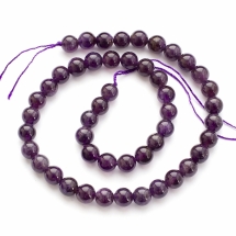 Намистини Натуральний Аметист, На нитках, Клас А, Круглі, Розмір: 7 ~ 8мм, Отвір 1мм, близько 45шт / 38см / нитка, (УТ100013969)