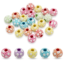 Намистини Акрил Футбольний М'яч, Крафт Стиль, Колір: Мікс, Розмір: 12мм, Отвір 4мм, близько 28шт/25г, (УТ100013979)