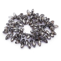 Бусины Гальваника Стекло, Наполовину Окрашенные, Граненые, Капля, Цвет: Черный, Размер: 12x6х6мм, Отв-тие: 1мм, около 100шт/60см/нить, (УТ100013989)