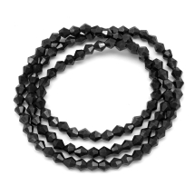 Бусины Гальваника Стекло, Биконус, Черный, 4х4.5мм, Отв-тие 1мм, около 80шт/30см/нить, (УТ100014000)