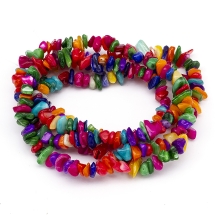 Бусины Морской Перламутр Окрашенный, Крошка, Цвет: Микс, Размер: 5~14x5~10мм, Отверстие 1мм, около 260шт/84см/нить, (УТ100014052)