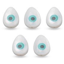 Бусины Речной Перламутр Капля, Глаз, Кремово-Белый, 13x9x5мм, Отверстие 1мм, (УТ100014060)