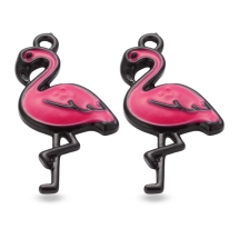 Подвеска Кулон Фламинго Акриловый с Вишневой Эмалью, 29.5x16x3мм, Отверстие 2мм, (УТ100014078)
